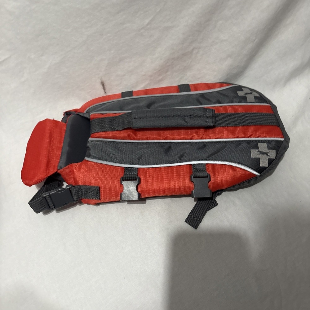 Dog Life Jacket Size Small Orange/Grey‎ Swimming Boating Water Floatation Aid